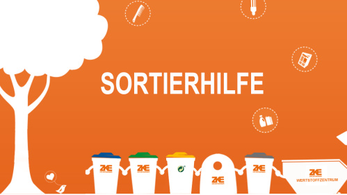 Grafik: ZKE Verschiedene gezeichnete Mülltonnen - Richtig entsorgen (Grafik: ZKE)