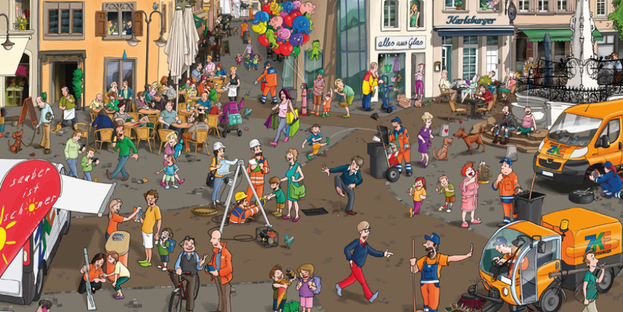 ZKE Wimmelbild St. Johanner Markt  (Illustration: Jürgen Schanz)