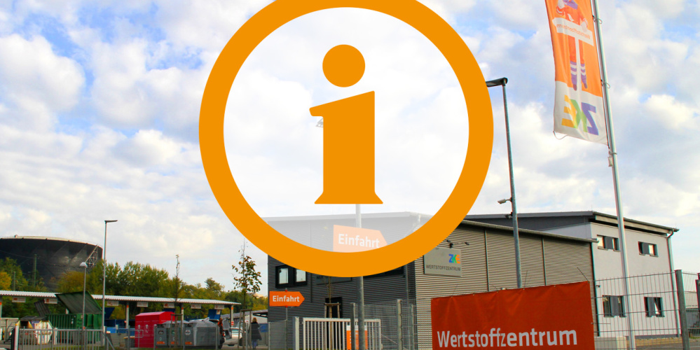 Wertstoffzentrum Wiesenstraße Einfahrtsbereich mit Infografik. Foto: ZKE